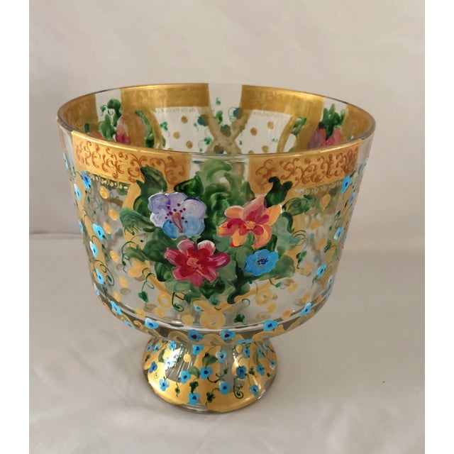 1990s Diana Galkasova Hand Painted Crystal Footed Bowl For Sale - Image 11 of 11