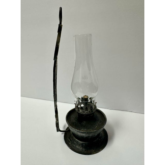 Rustic Vintage Mid 20th Century Small Metal Oil Lantern For Sale - Image 3 of 9