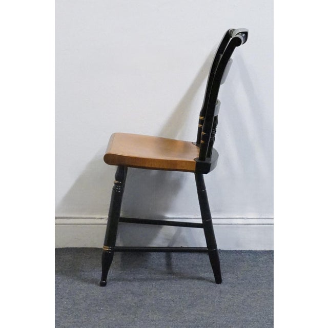 Wood Genuine Hitchcock Black & Gold Accent Side Chair W. Rush Seat & Hand Painted Florals For Sale - Image 7 of 11