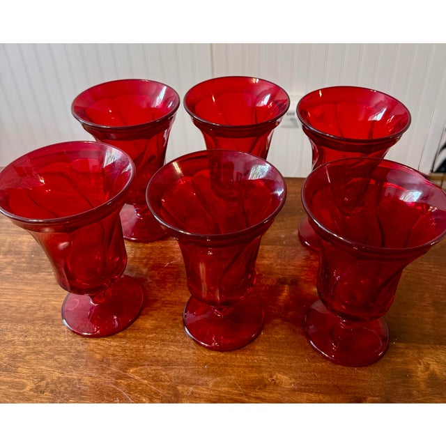 Mid 20th Century Mid 20th Century Fostoria Jamestown Ruby Red Ice Tea Glasses - Set of 6 For Sale - Image 5 of 12
