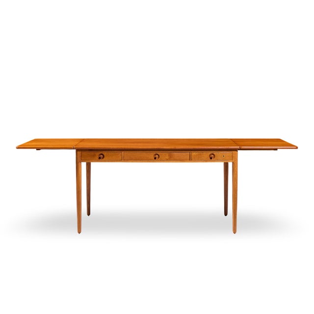 Hans Wegner for Andreas Tuck AT-305 Mid Century Danish Teak Drop Side Desk This desk measures: 53.5 wide x 29.75 deep x...