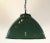 Green Tole Industrial Hanging Lamps or Lanterns from England (18 1/4" Diameter) For Sale - Image 4 of 11