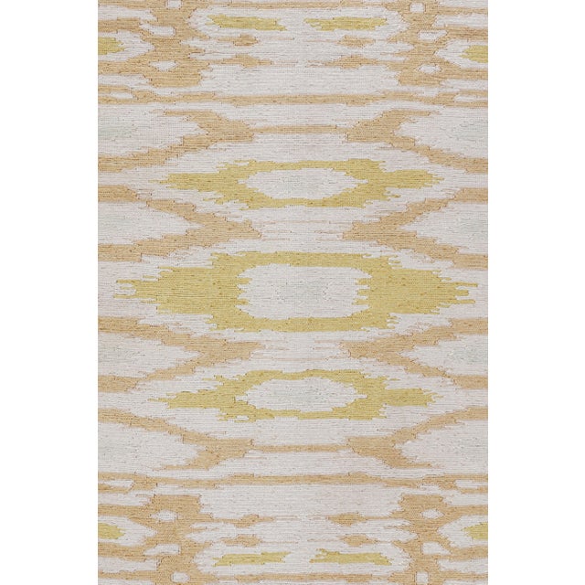 Textile Rug & Kilim’s Modern Square Kilim With Beige, Gold, and White Ikats Pattern For Sale - Image 7 of 9