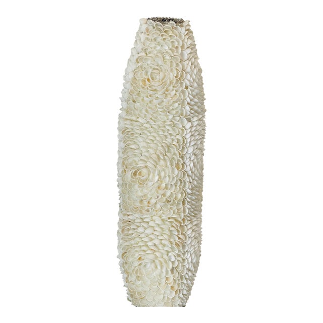 Gorgeous Sea Shell Encrusted Coastal Tall Vase For Sale
