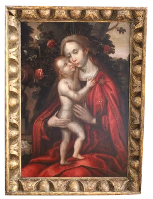 After Ambrious Benson, The Madonna and Child in a Rose Garden, 1500s-1600s, Oil on Panel