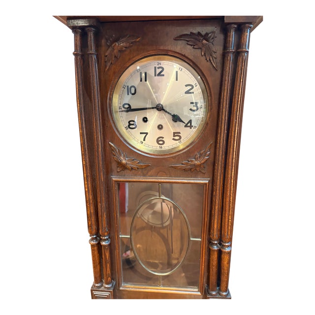 Antique German Regulator Wall Clock W. 24-Hour Dial For Sale