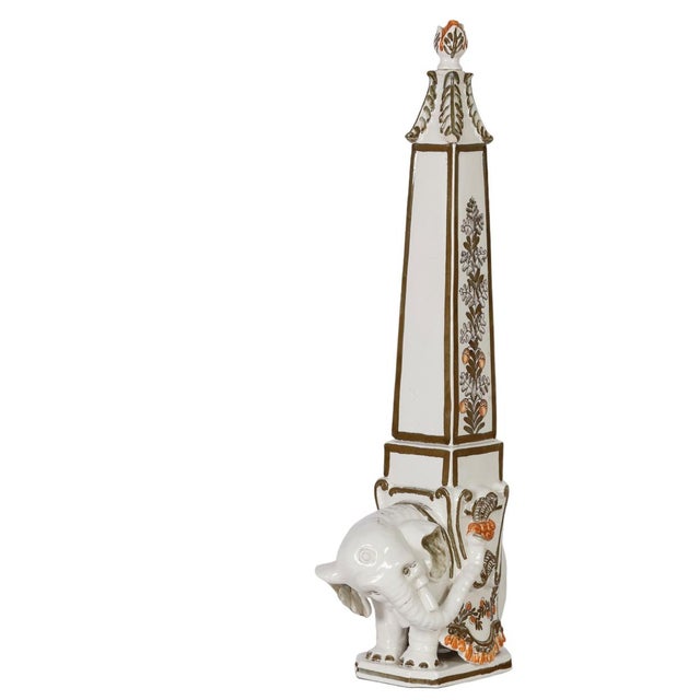 1970s Pair Elephant Obelisks Glazed Terra Cotta, Italian For Sale - Image 5 of 9