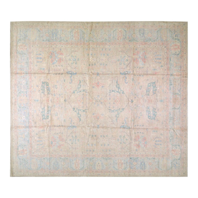 Turkish Oushak Hand Knotted Wool Rug, 12'x13'8" For Sale