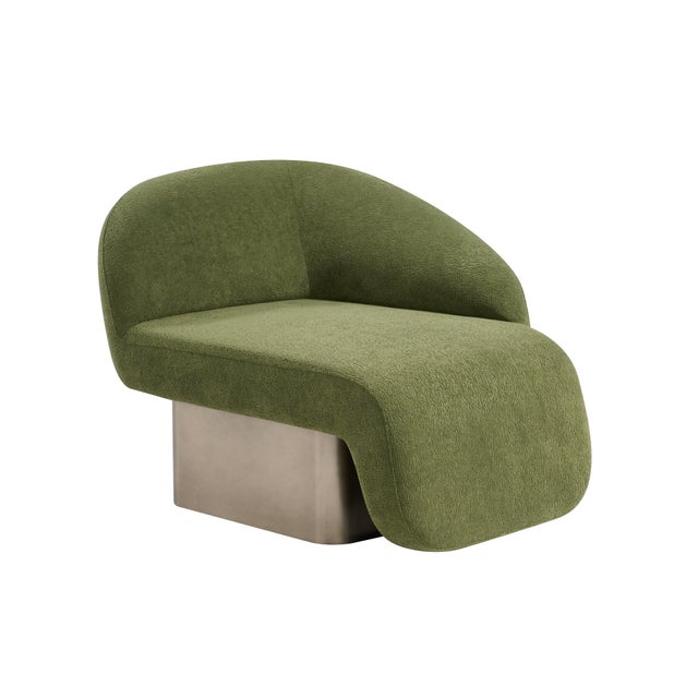 Contemporary Kaia Modern Green Boucle Left Arm Accent Chair For Sale - Image 3 of 3