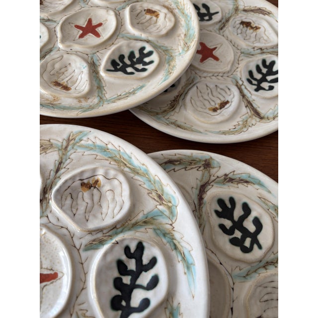 Vintage Ceramic Oyster Plates from Mbfa Pornic, France, 1980s, Set of 6 For Sale - Image 6 of 8