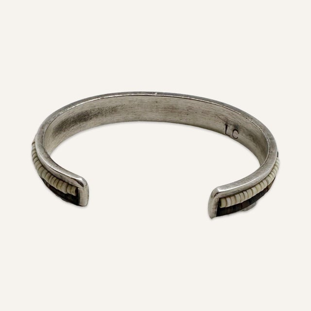 Mid 20th Century Heishi, Turquoise and Coral Cuff Bracelet by Navajo Jeweler Lee Chee For Sale - Image 4 of 5