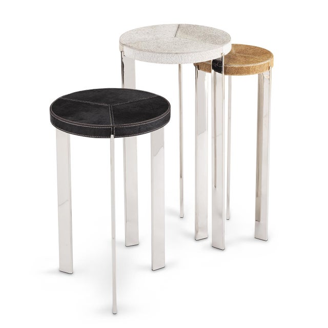 Metal Regina Andrew Andres Hair on Hide Mixer Table Set, Polished Nickel For Sale - Image 7 of 7