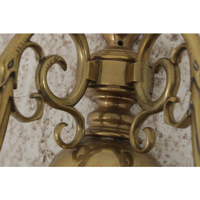 Pair Vintage Colonial Williamsburg Brass Candelabra Wall Sconces For Sale - Image 10 of 13