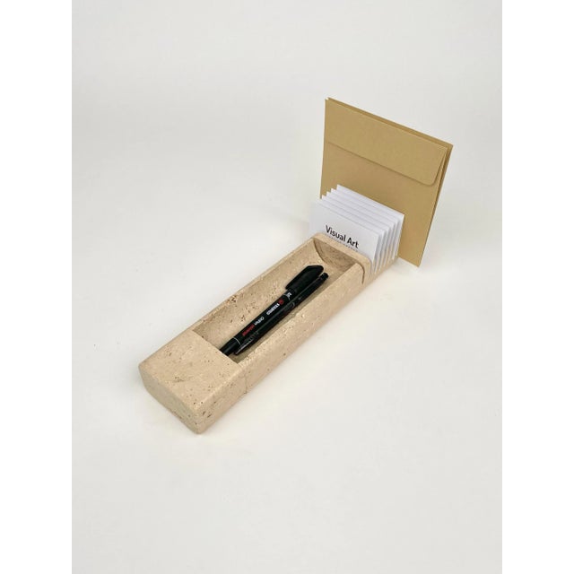 Light Yellow Travertine Letter & Pen Holder, Italy, 1970 For Sale - Image 8 of 17