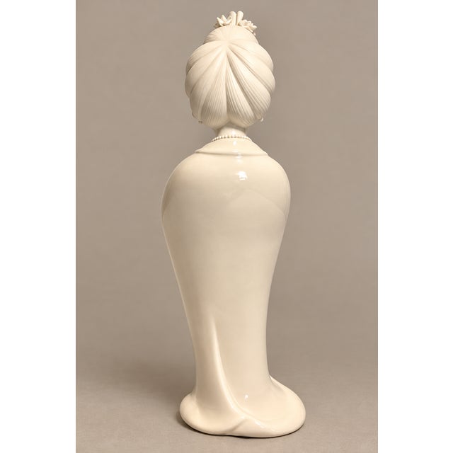 Ceramic Large Mid Century Modern Ceramic Mixed Finish Gump's Geisha Statue Figurine For Sale - Image 7 of 11