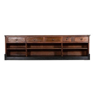 English Ebonised Pine Haberdashery Shop Counter with Walnut Top, 1880s For Sale