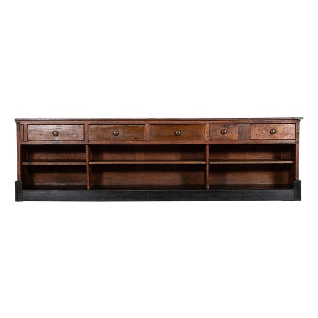 English Ebonised Pine Haberdashery Shop Counter with Walnut Top, 1880s For Sale