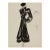 Vintage French Fashion Art Print – Black Bow Coat Illustration, 36" X 48" For Sale