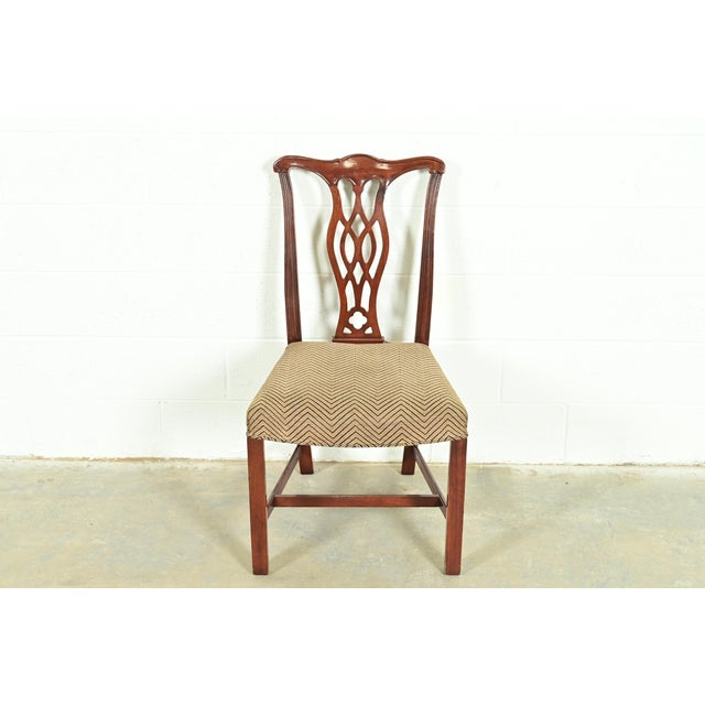 English Baker Furniture Georgian Carved Mahogany Side Chair For Sale - Image 3 of 10