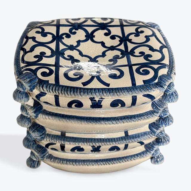 2020s Italian Made Crafted Ceramic Pillow Stack Stools For Sale - Image 5 of 5
