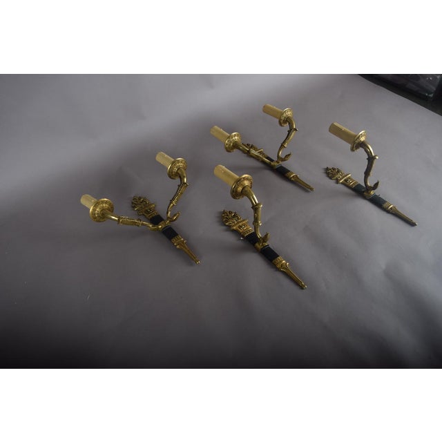 Vintage French Empire Style Torch Wall Sconces in Gilt Bronze, 1950s, Set of 4 For Sale - Image 15 of 18