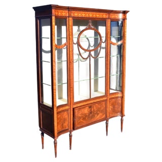 Edwardian Mahogany Inlaid Display Cabinet, 1900 For Sale