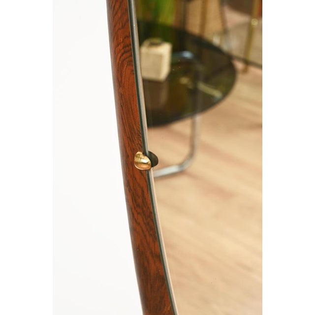 Metal Vintage Italian Mirror in Rosewood and Brass by Osvaldo Borsani, 1950s For Sale - Image 7 of 12