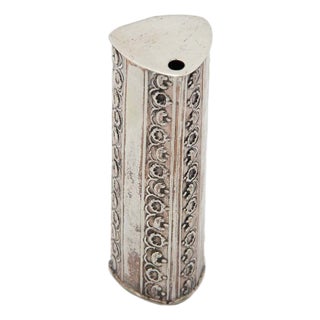 Triangular Silver Prism Toothpick Holder For Sale