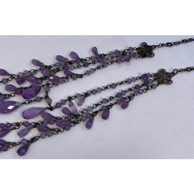 Ralph Lauren Faceted Amethyst and Sterling Silver 3 Tiered Necklace For Sale In Monterey, CA - Image 6 of 8