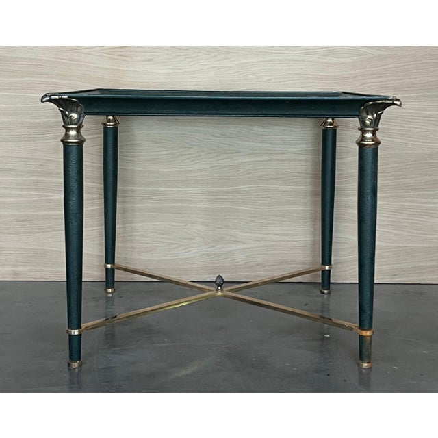 Mid Century Modern Coffee Table in Green Iron with Bronze and Brass Details For Sale - Image 16 of 18