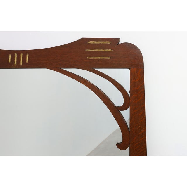 Art Nouveau Mirror in Oak with Gilded Inlay, France, 1915 For Sale - Image 5 of 11