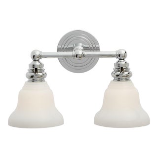 Chapman & Myers for Visual Comfort Signature Boston Functional Double Light in Chrome with White Glass For Sale