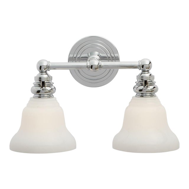 Chapman & Myers for Visual Comfort Signature Boston Functional Double Light in Chrome with White Glass For Sale