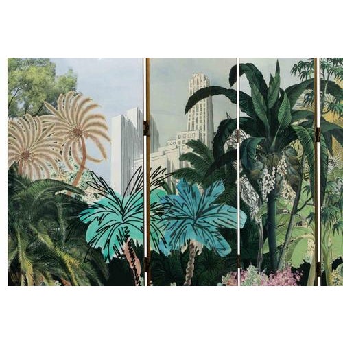 Double-Sided Folding Screen in Metal & Wood by Maison Lacroix for Roche Bobois, 1980s For Sale - Image 9 of 13