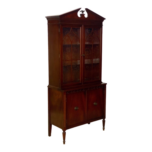 Vintage White Furniture Flame Mahogany Brass Eagle China Display