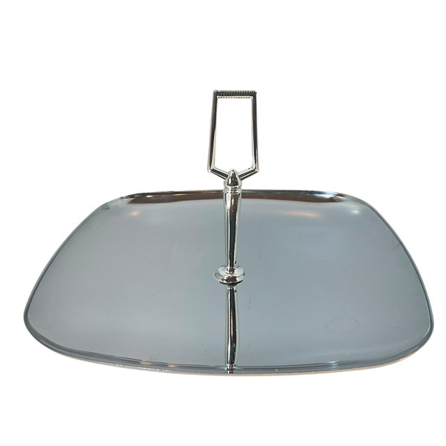 Chrome Serving Tray With Handle Mid Century Modern Great mid century modern tray/platter for snacks, fruit, or desserts....