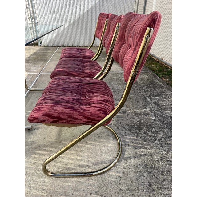 1980 Brass Mauve Fabrics Dining Set - 6 Chairs For Sale - Image 9 of 12