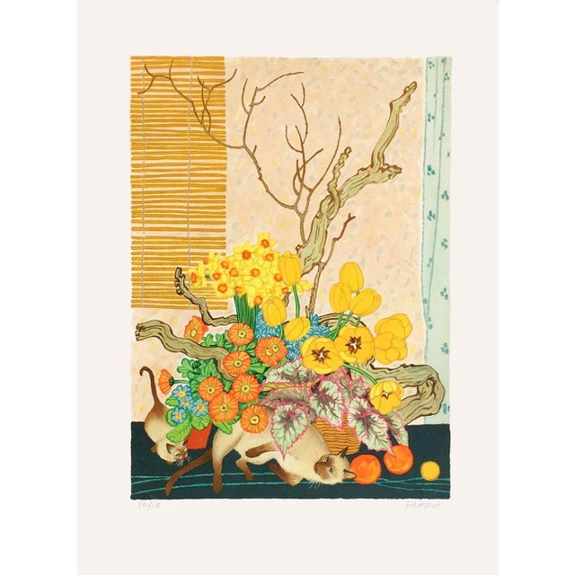 Art Deco 1980s Frederick Arthur Jessup, Cats, Lithograph For Sale - Image 3 of 3