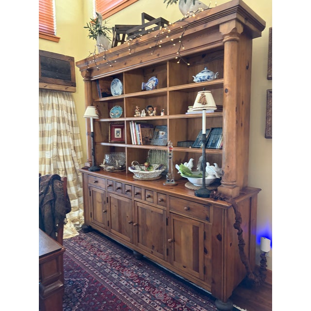 English Late 20th Century Ralph Lauren Home English Country Knotty Pine Bookcase Display Hutch For Sale - Image 3 of 8