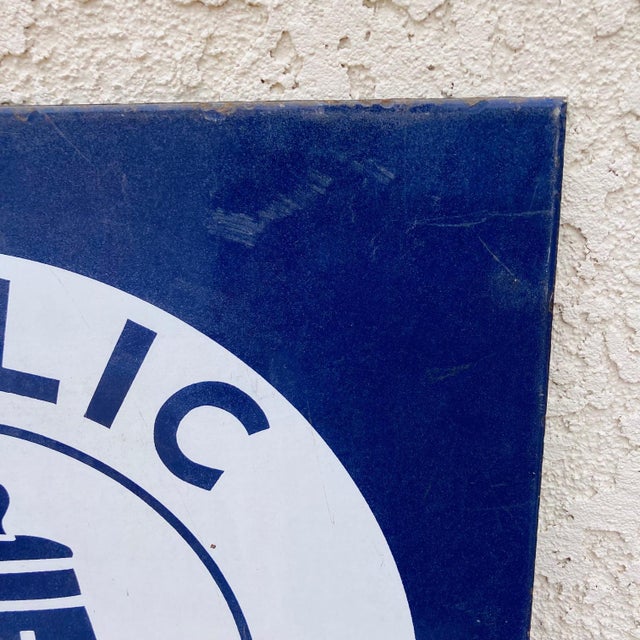 Industrial 1940s Enamel Public Telephone Bell System Sign For Sale - Image 3 of 12