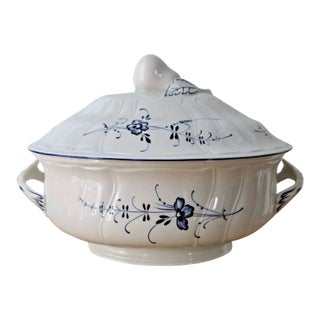 Vintage MCM Villeroy & Boch Vieux Luxembourg Porcelain Oval Tureen & Lid Covered Server For Sale