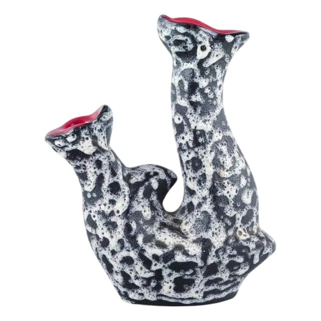 Surrealist Ceramic Vase in Raku-Fired Glaze, Vallauris, France, 1960s For Sale