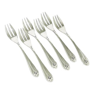 Dutch Art Deco Silver Cake Forks by W. Hooijkaas, 1920s, Set of 6 For Sale