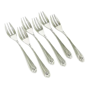 Dutch Art Deco Silver Cake Forks by W. Hooijkaas, 1920s, Set of 6