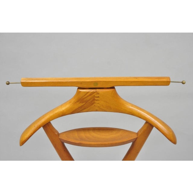 Brown Vintage Fratelli Reguitti Italian X-Form Beech Wood Gentleman's Clothing Valet For Sale - Image 8 of 17