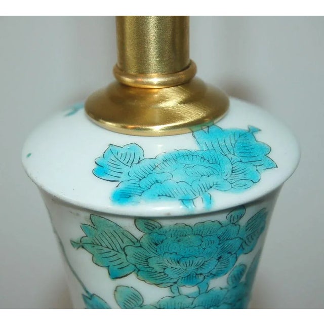 The Marbro Lamp Company Marbro Porcelain Lamps Aqua White For Sale - Image 4 of 9