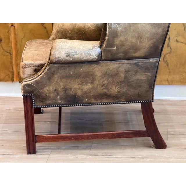 Pair of 19th Century English Leather Wing Back Chairs For Sale - Image 10 of 12