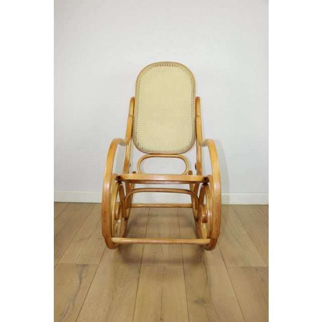 Postmodern Rocking Chair on Runners in Light Beech Wood, 1970s For Sale - Image 3 of 10