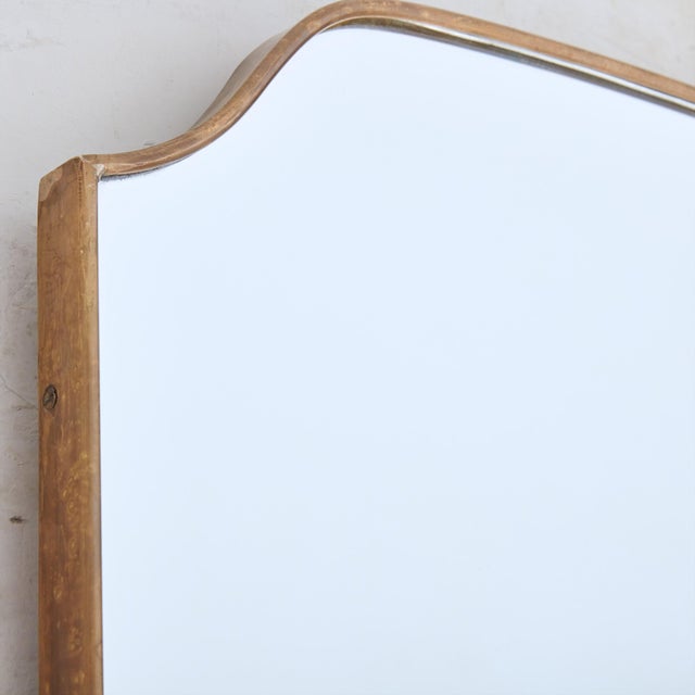 Large Curved Top Brass Frame Mirror No. 01, Italy 1970s For Sale - Image 10 of 11