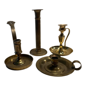 Brass Candlestick and Chambersticks - Collection of Four
